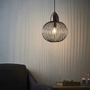 Artisan - 240V Round Antique Copper Cage Pendant Light Fitting