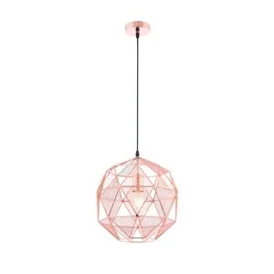 Lira - 240V Round Geometric Copper Wire Pendant Light Fitting