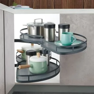 NOVUS Solid Base Kidney Pull-out Corner Organiser  - Anthracite