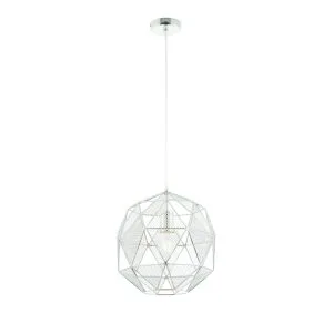 Lira - 240V Round Geometric Chrome Wire Pendant Light Fitting