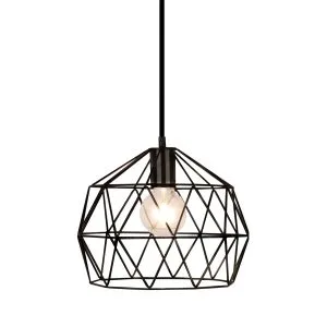 Terni - 240V Round Black Wire Shade IP44 Pendant Light Fitting