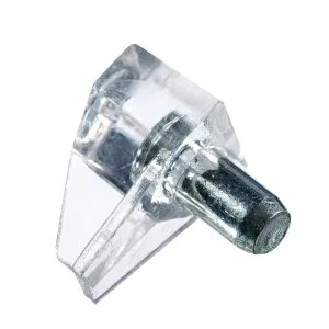 Clear Plastic Shelf Support with 5mm Metal Pin