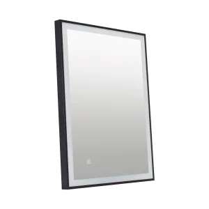 Corinth - 500x700mm Black Frame LED Illuminated Mirror with Touch control & Demister