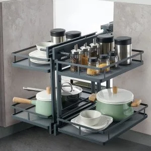 NOVUS Universal Solid Base Pull Out Corner Organiser - Anthracite