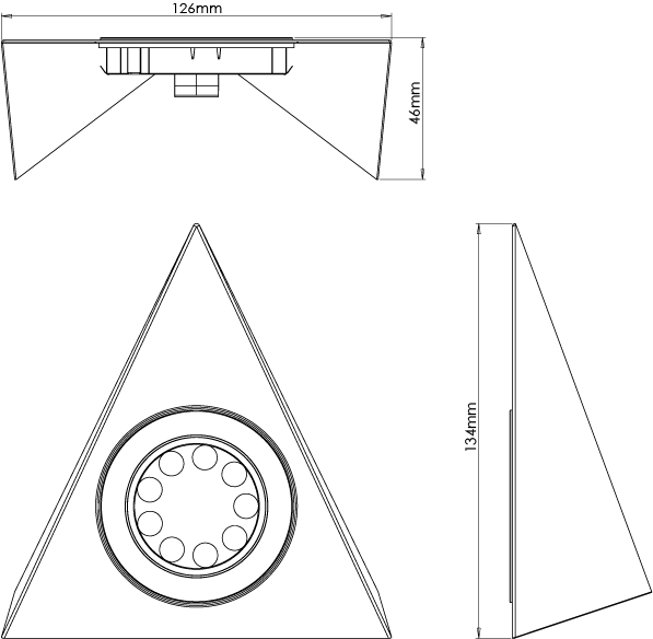 Saturn - Triangle Semi-Diffused Under Cabinet LED Light Fitting - Image 2