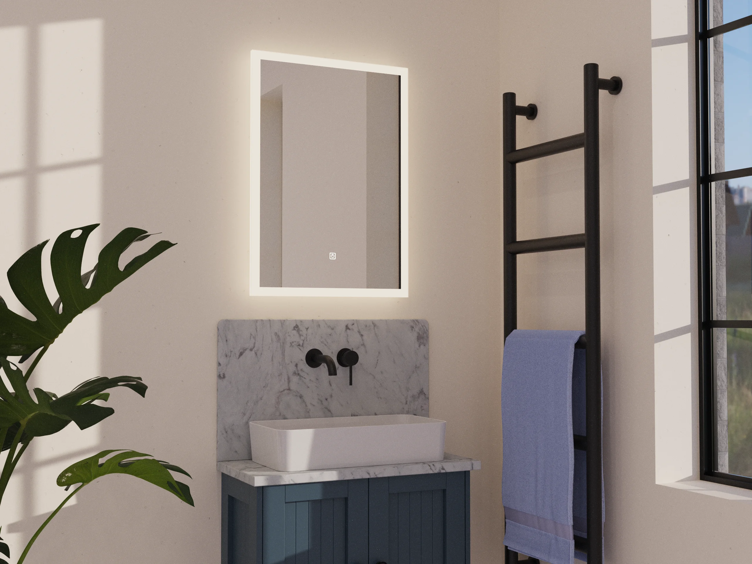 Loire - Touch Control LED Illuminated Mirror with Shaver Socket & Demister