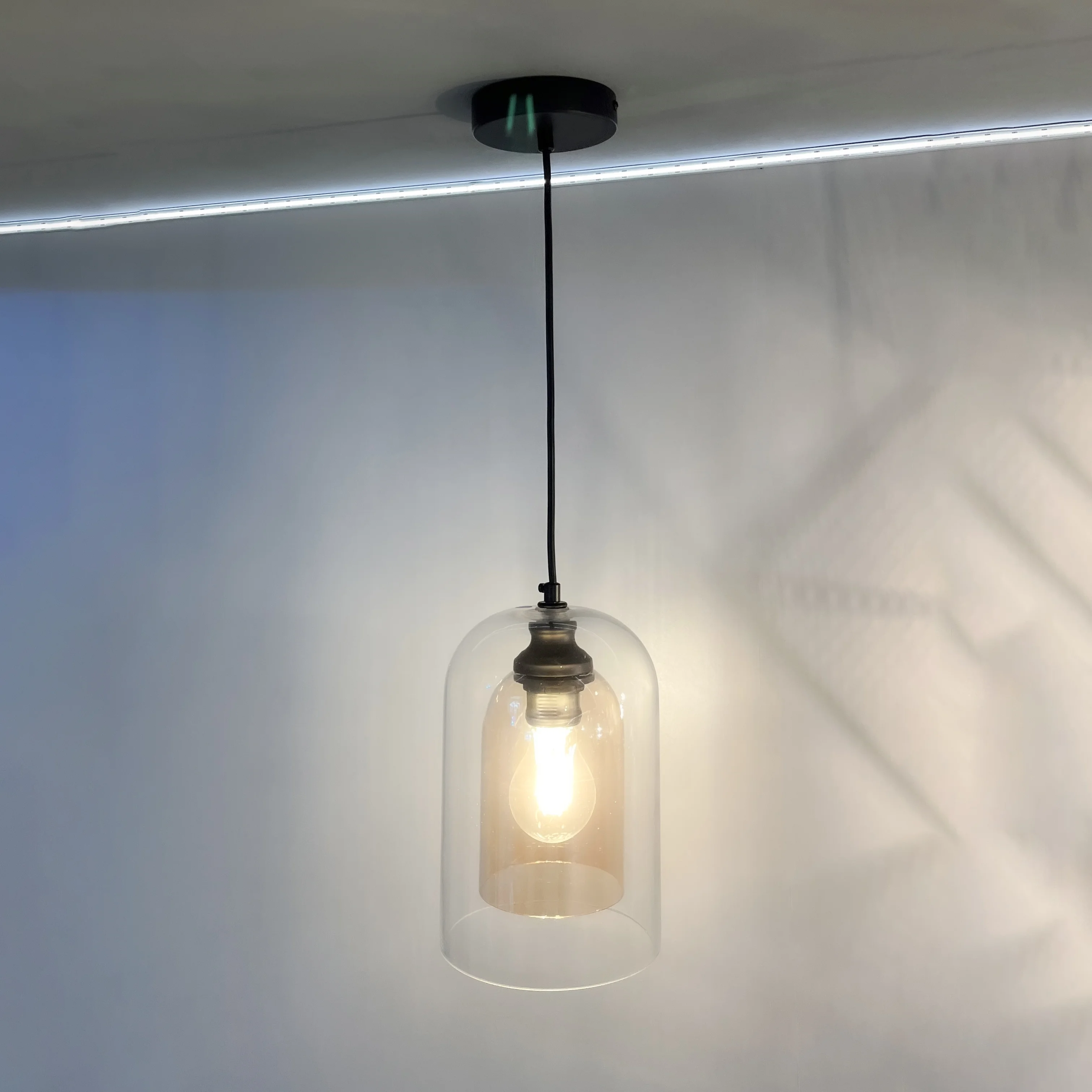Capri - 240V Double Glass Shade IP44 Pendant Light Fitting