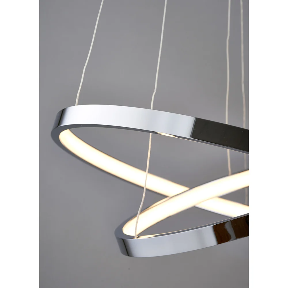 Piazza - 240V Double Chrome Ring Pendant Light Fitting - Image 2