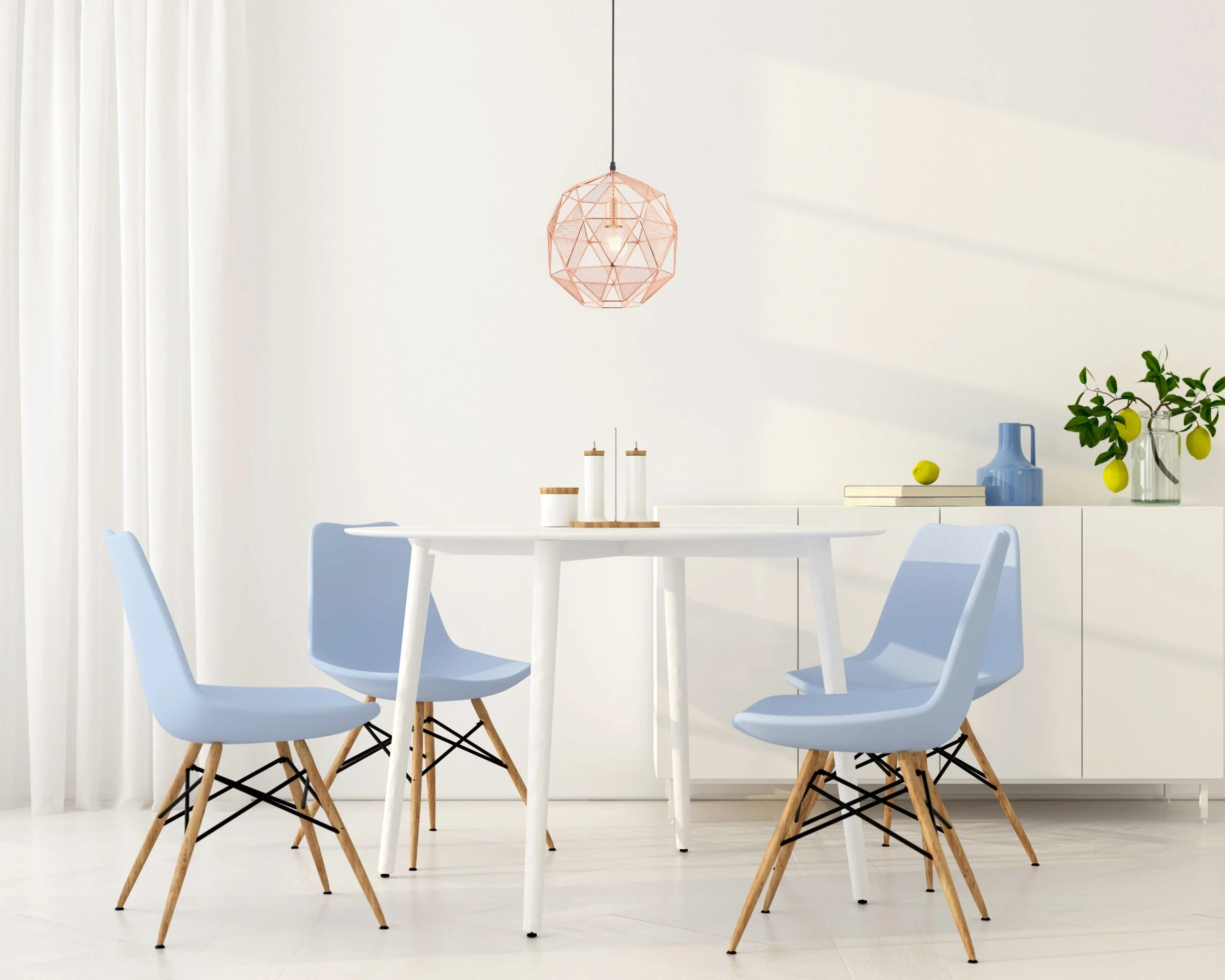 Lira - 240V Round Geometric Copper Wire Pendant Light Fitting - Image 2
