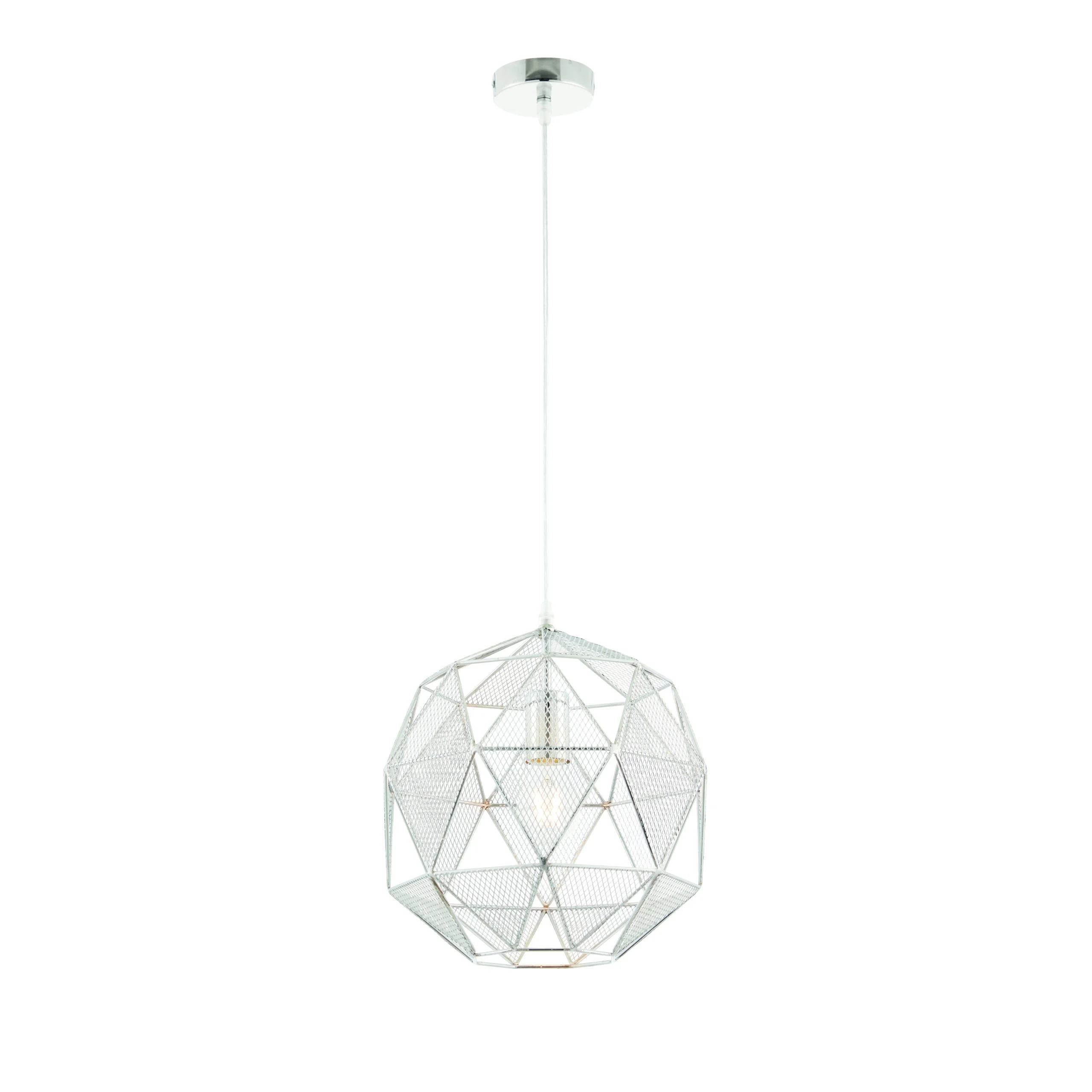 Lira - 240V Round Geometric Chrome Wire Pendant Light Fitting