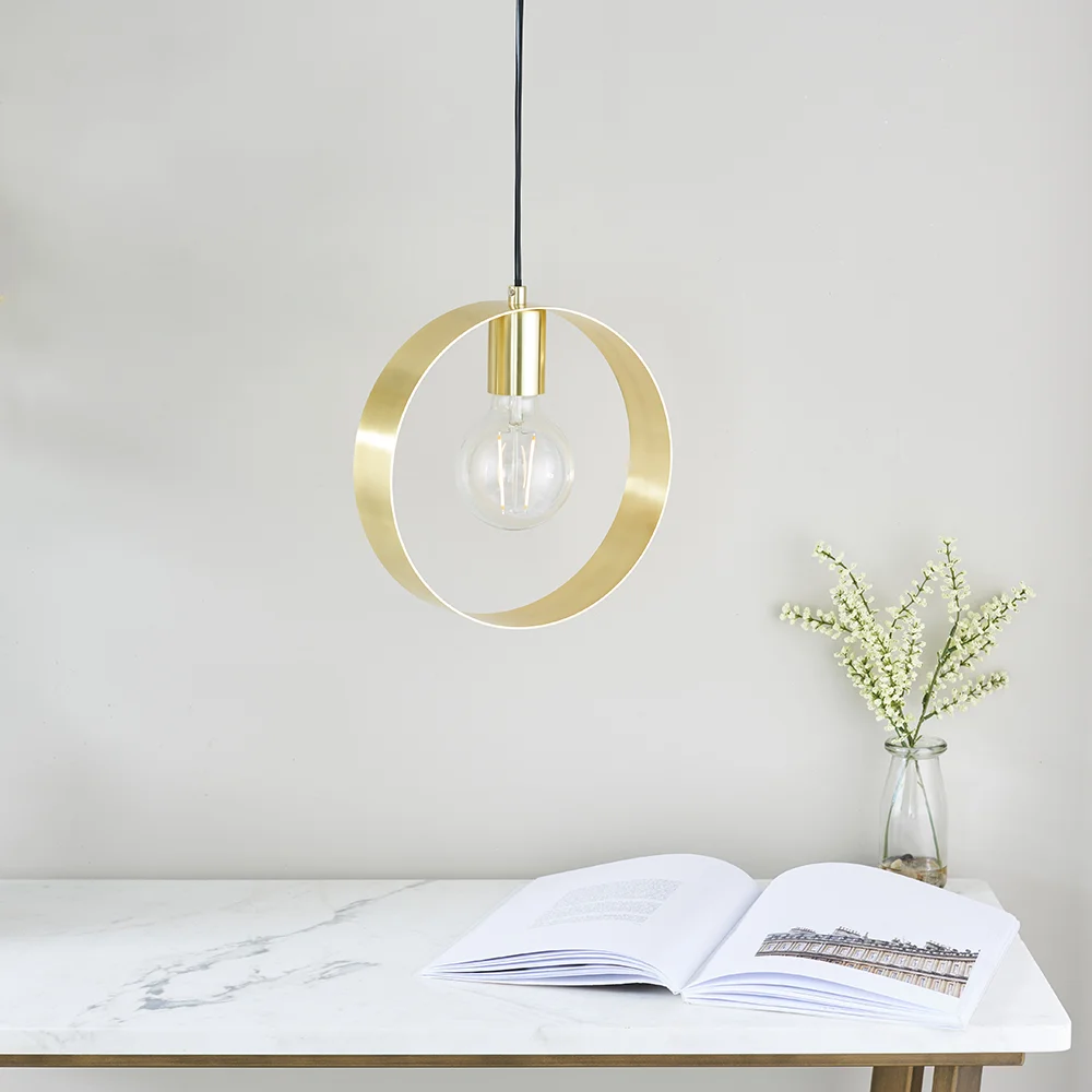 Eclipto - 240V Round Brass Ring Pendant Light Fitting - Image 2