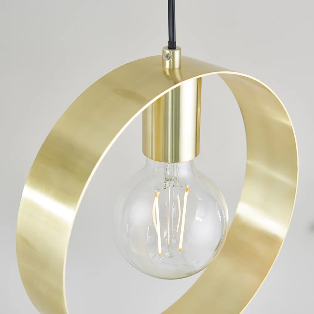 Eclipto - 240V Round Brass Ring Pendant Light Fitting - Image 3