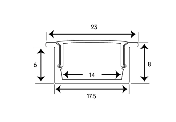 1m Black Recessed Aluminium Extrusion with Diffuser for LED Strip Lighting - Image 2