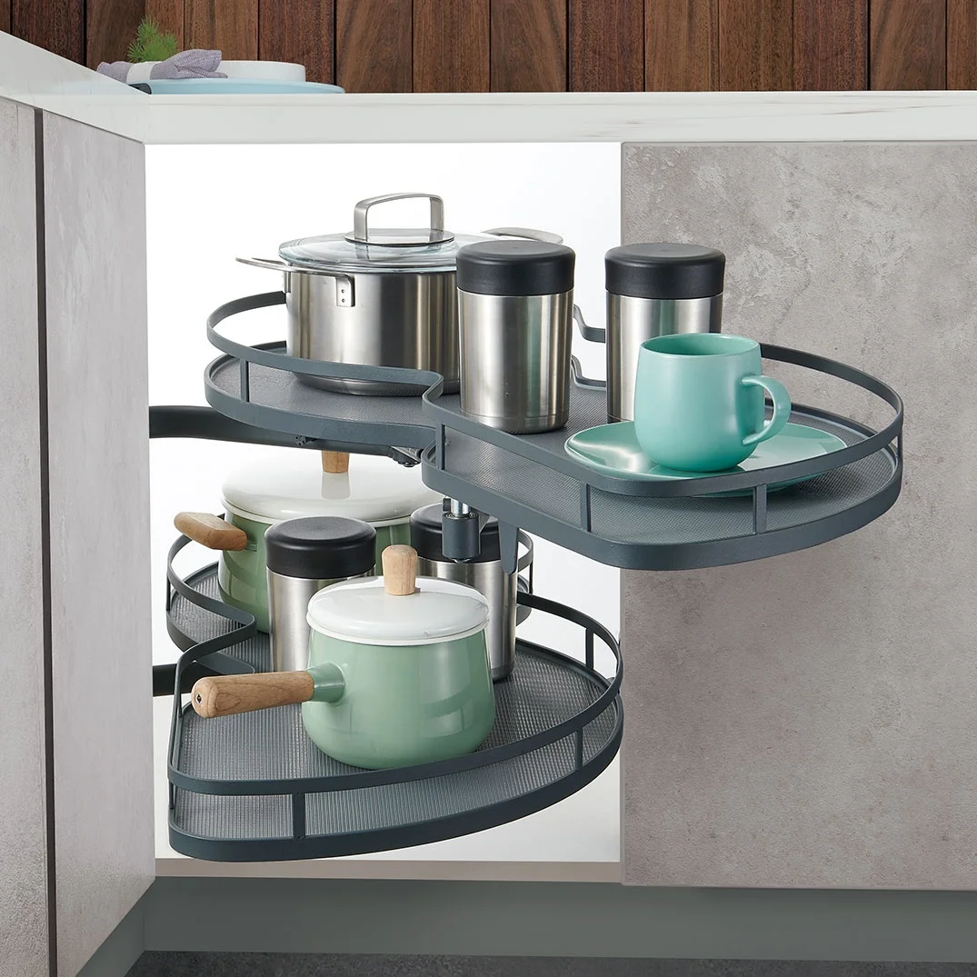 NOVUS Solid Base Kidney Pull-out Corner Organiser - Anthracite