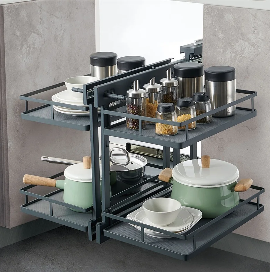 NOVUS Universal Solid Base Pull Out Corner Organiser - Anthracite