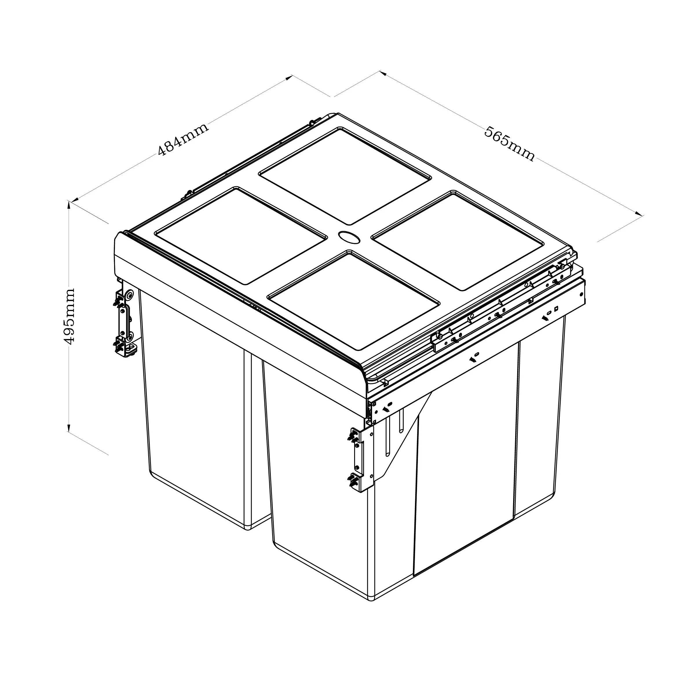 90 Litre Soft Close Waste Bin for 600mm cabinet - Anthracite - Image 2