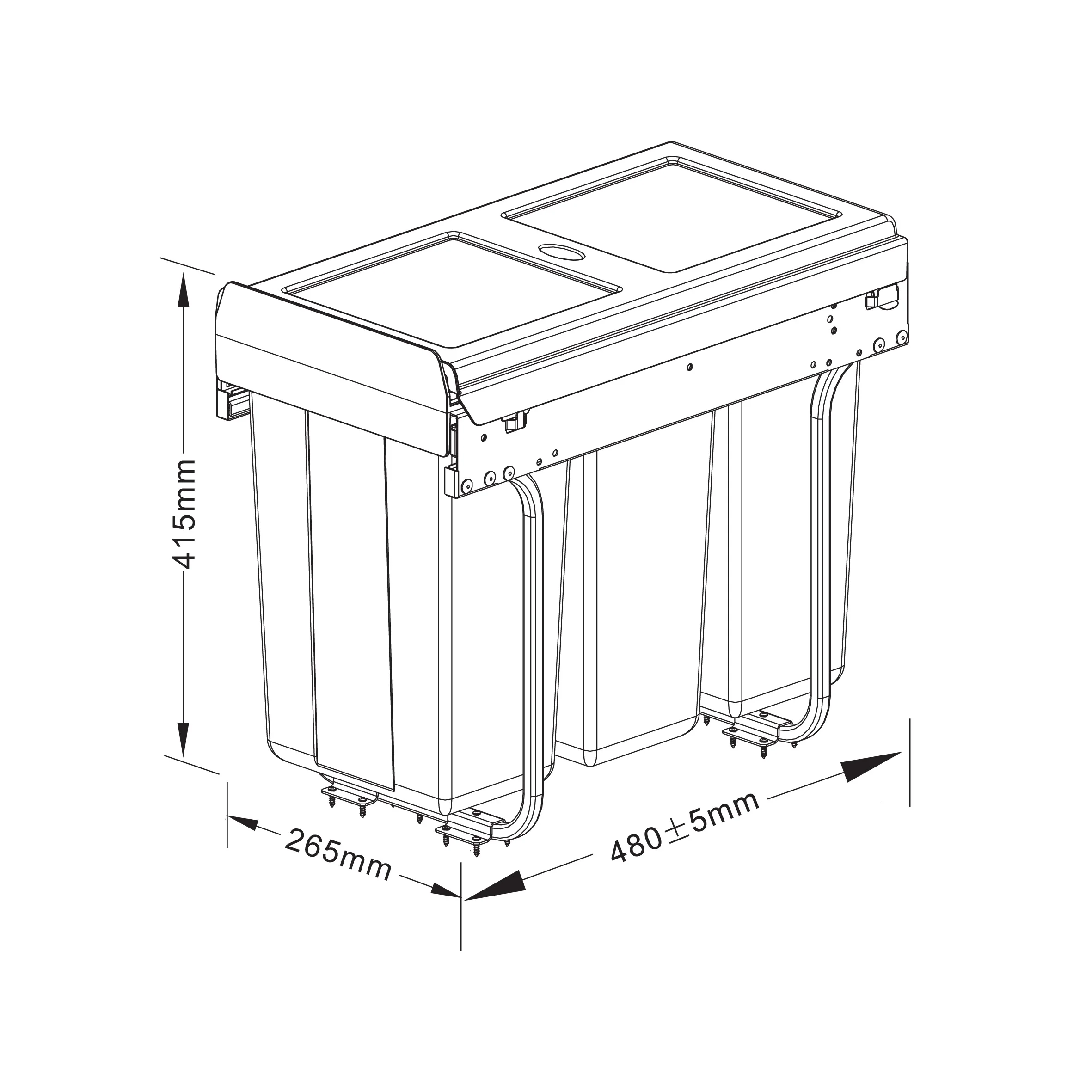 30 Litre Soft Close Waste Bin for 300mm cabinet - Anthracite - Image 2