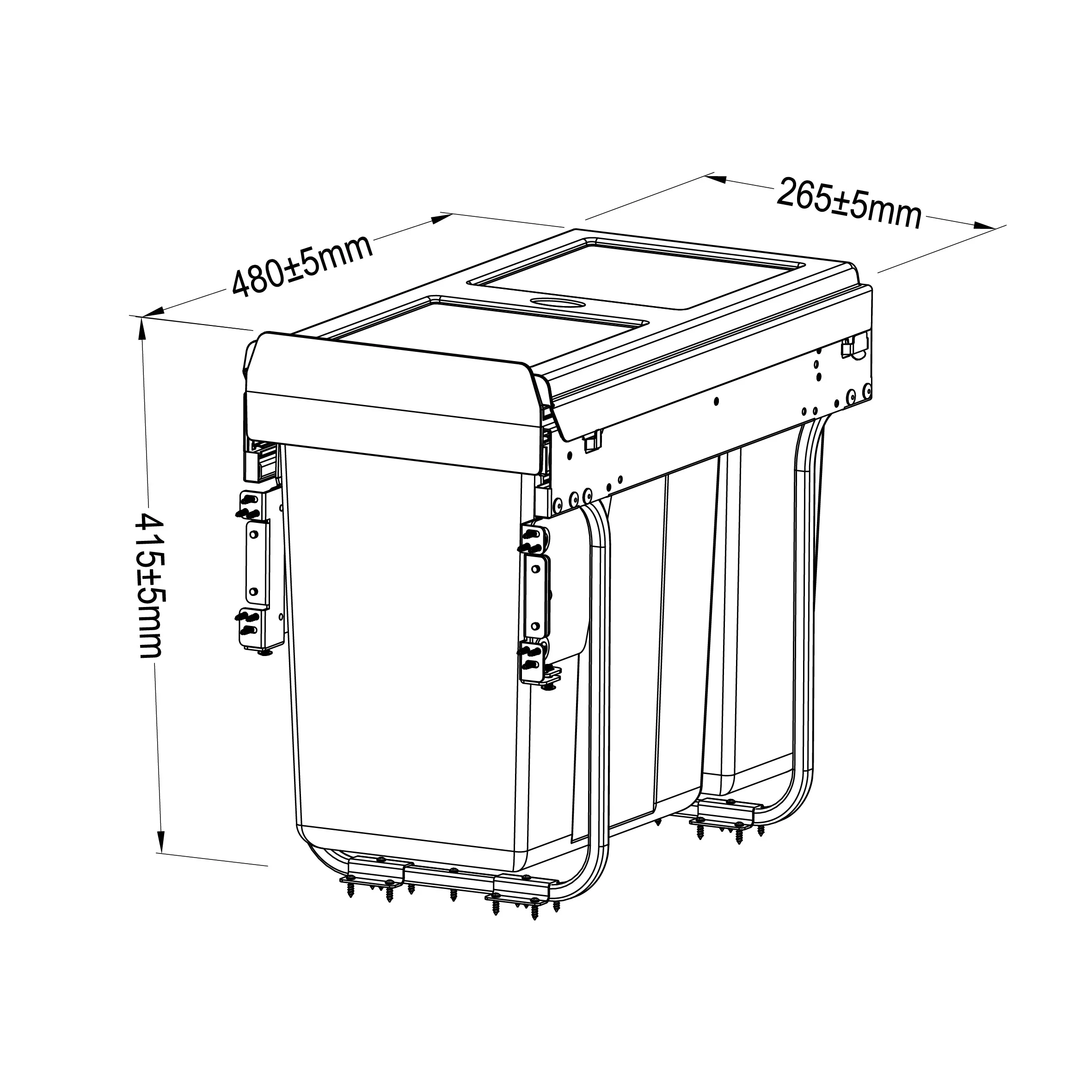 30 Litre Soft Close Waste Bin for 300mm cabinet - Anthracite - Image 2