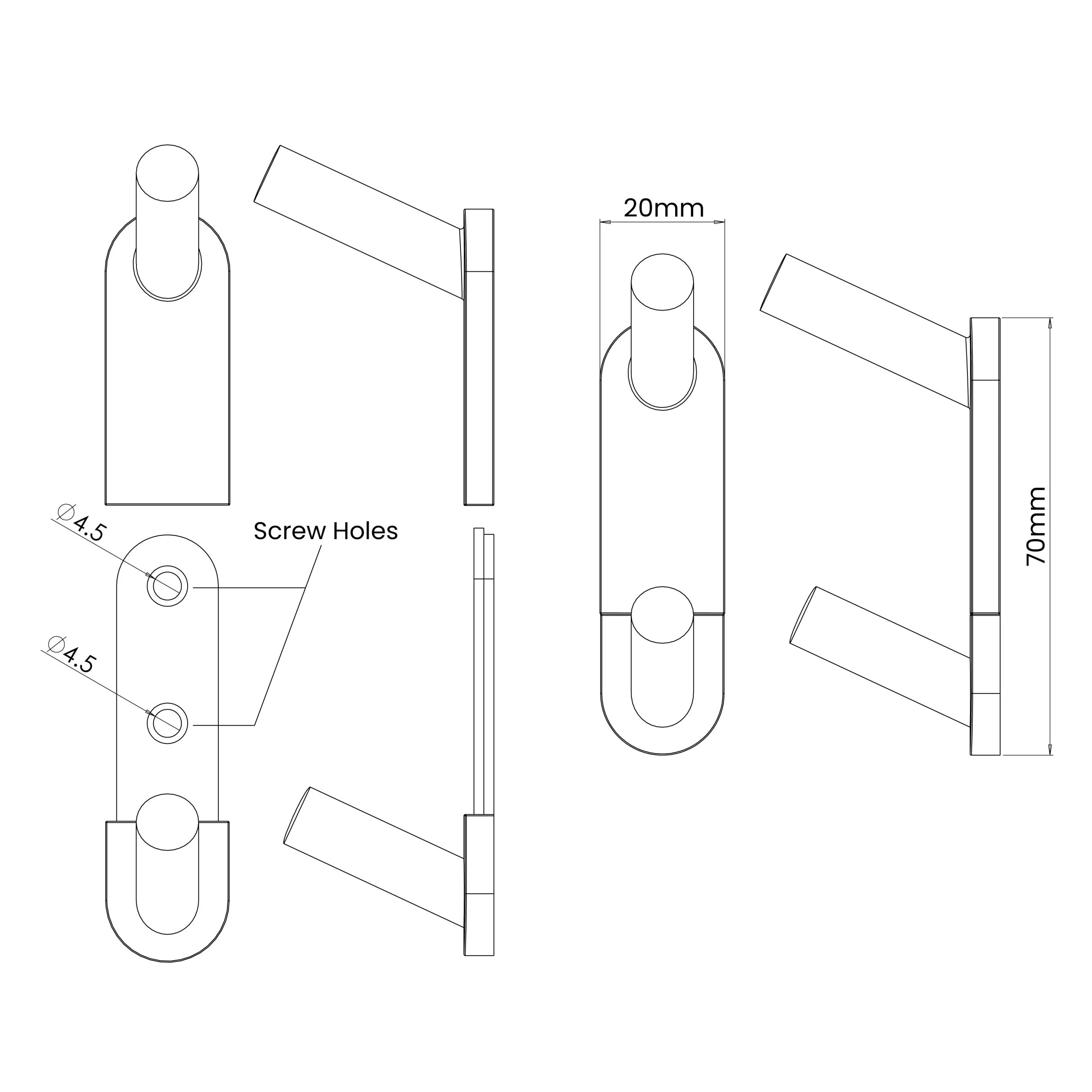 Double Coat Hook - Matt Black - Image 2