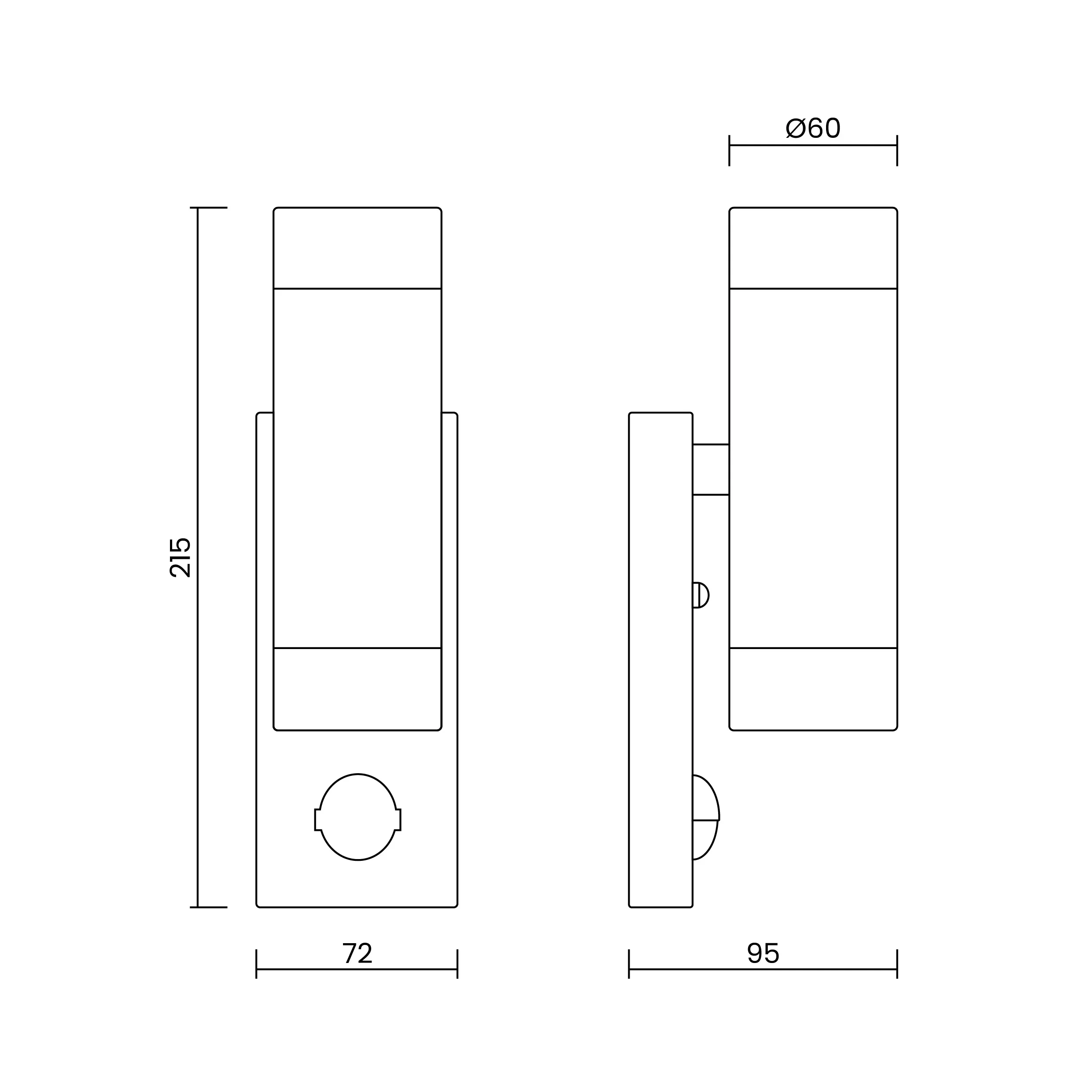Black Up/Down Outdoor Wall Light Including Built-In PIR Sensor - Image 2