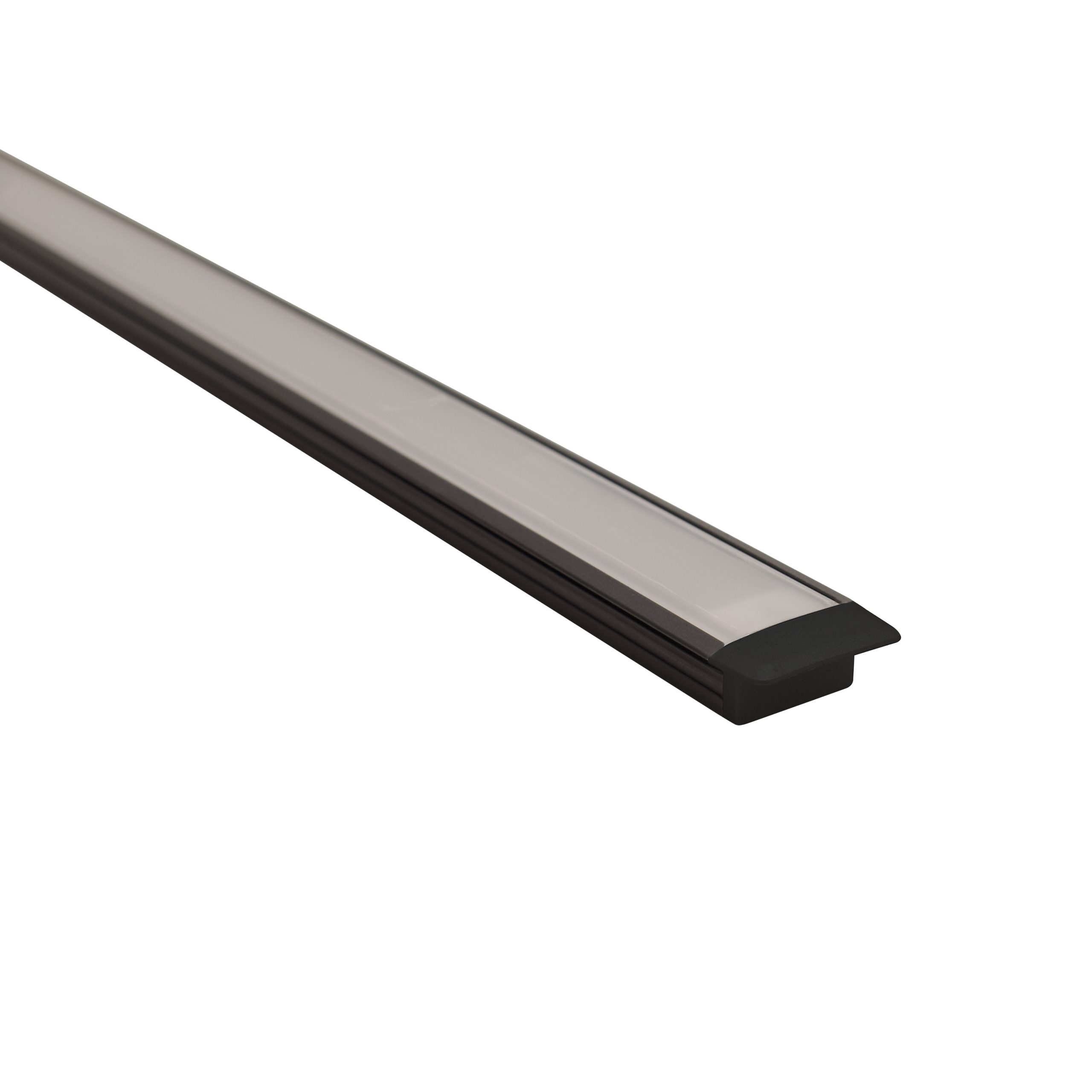 1m Black Recessed Aluminium Extrusion with Diffuser for LED Strip Lighting