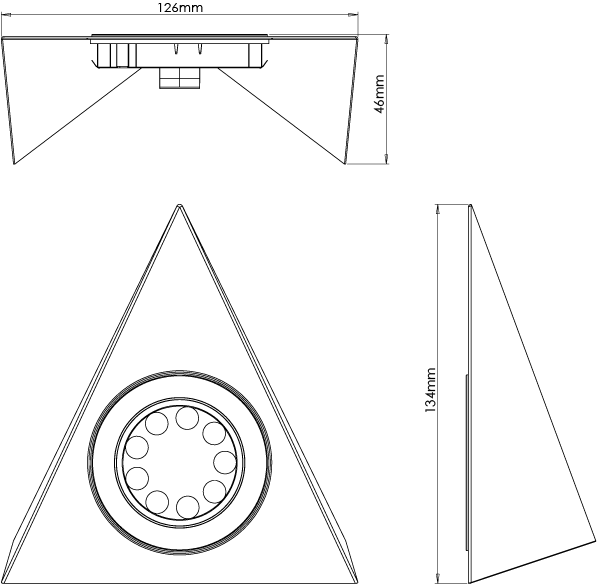 Saturn - Triangle Semi-Diffused Under Cabinet LED Light Fitting - Image 2