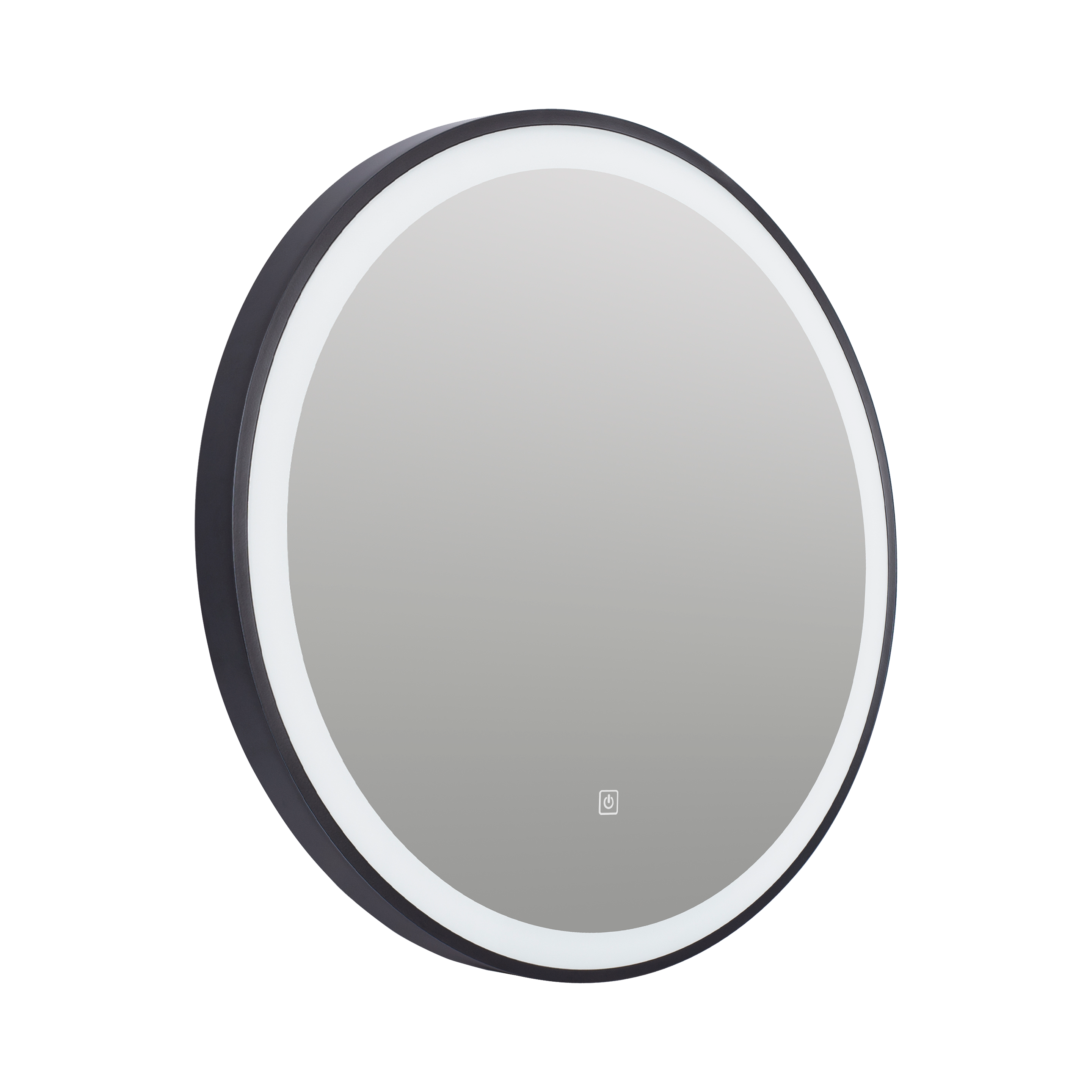 Odesa - Round Black Frame LED Illuminated 600mm Mirror with Touch Control & Demister