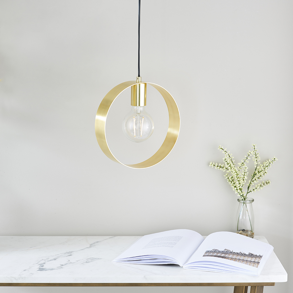Eclipto - 240V Round Brass Ring Pendant Light Fitting - Image 2
