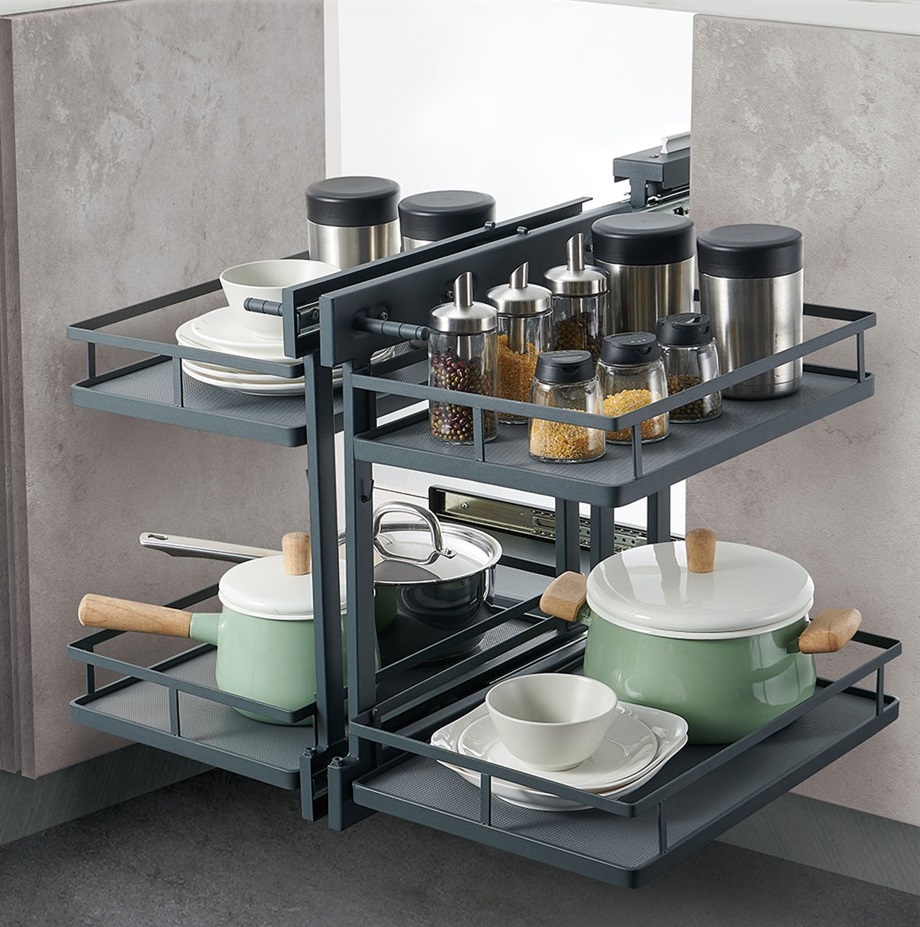 NOVUS Universal Solid Base Pull Out Corner Organiser - Anthracite