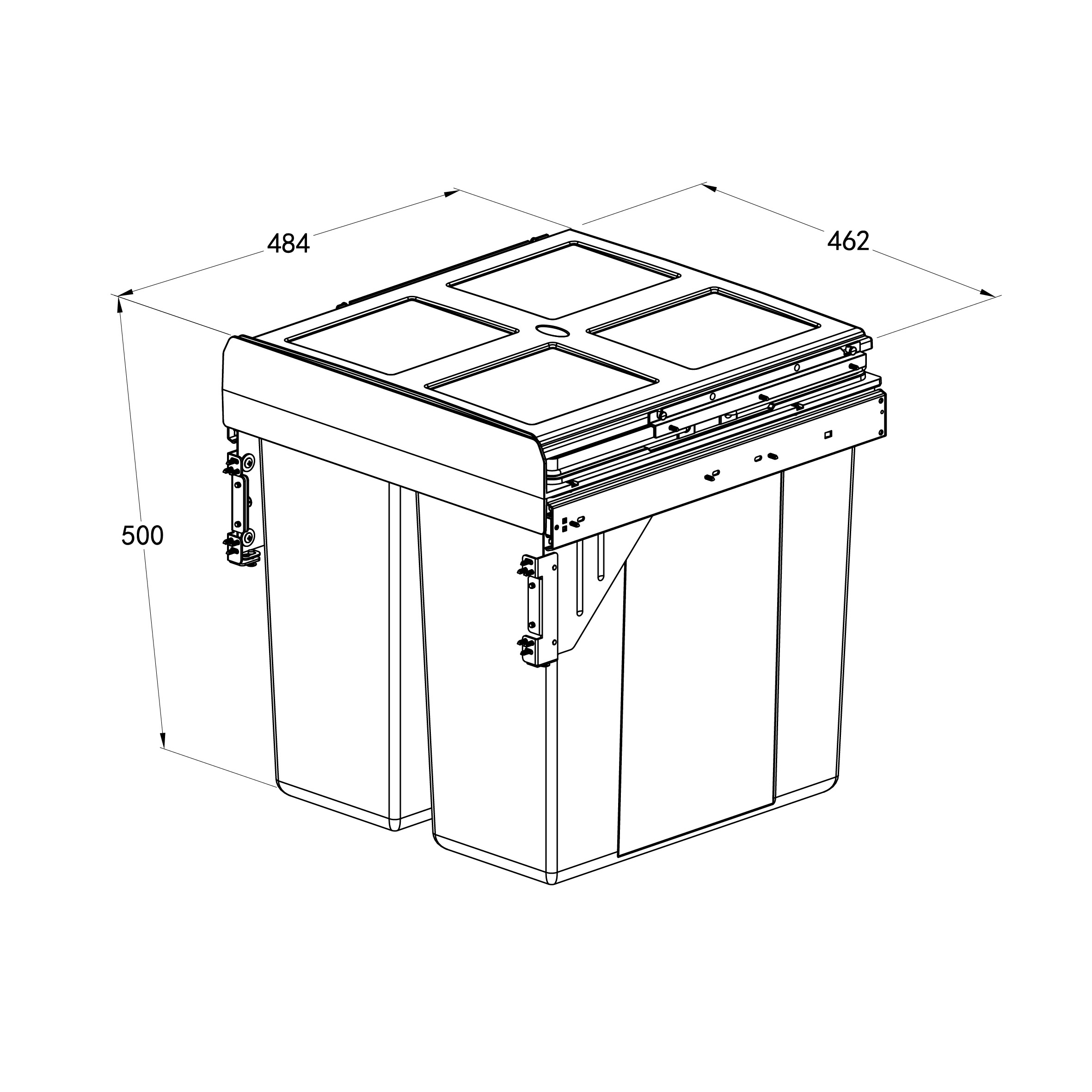 68 Litre Soft Close Waste Bin for 500mm cabinet - Anthracite - Image 2