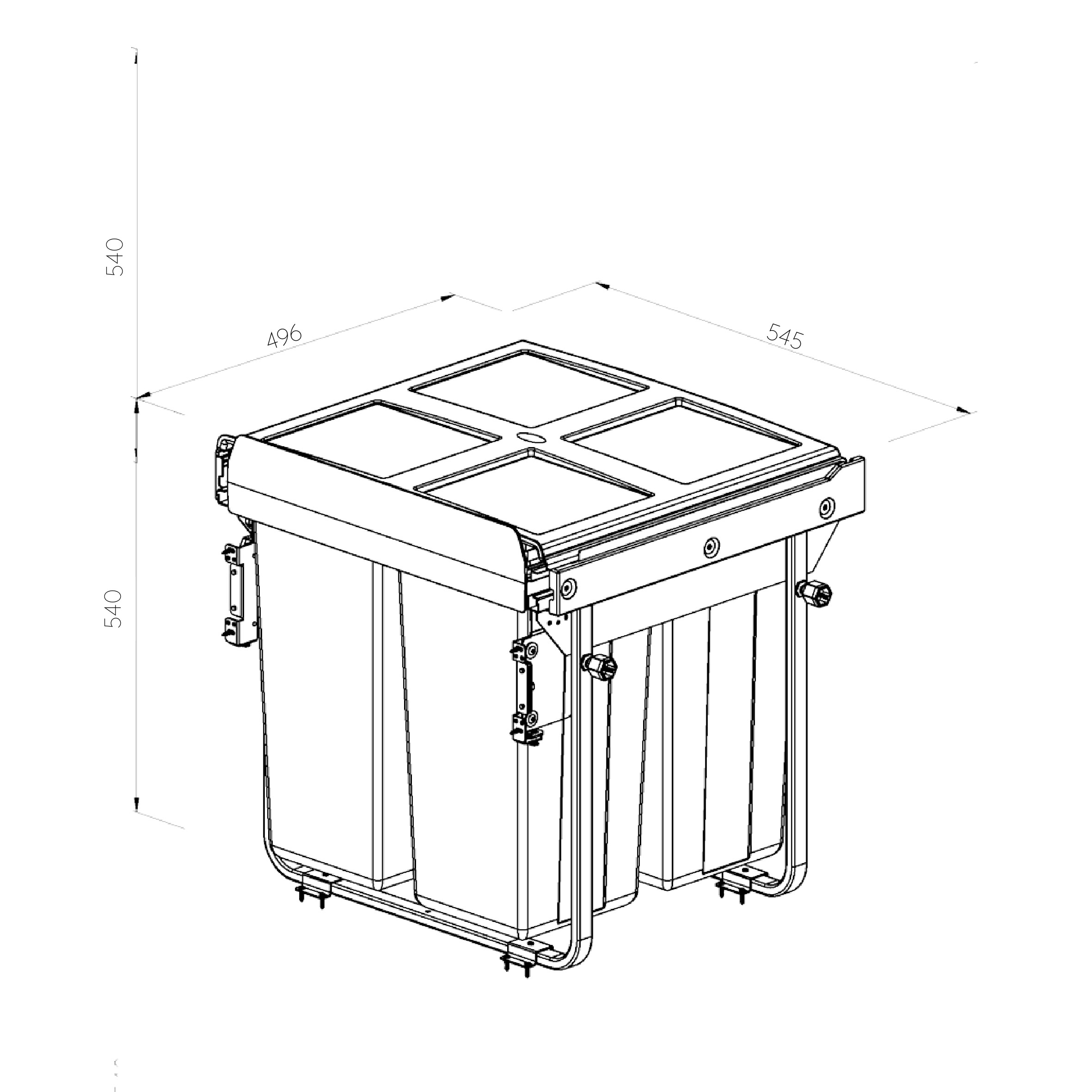 68 Litre Soft Close Waste Bin for 600mm cabinet - Anthracite - Image 2