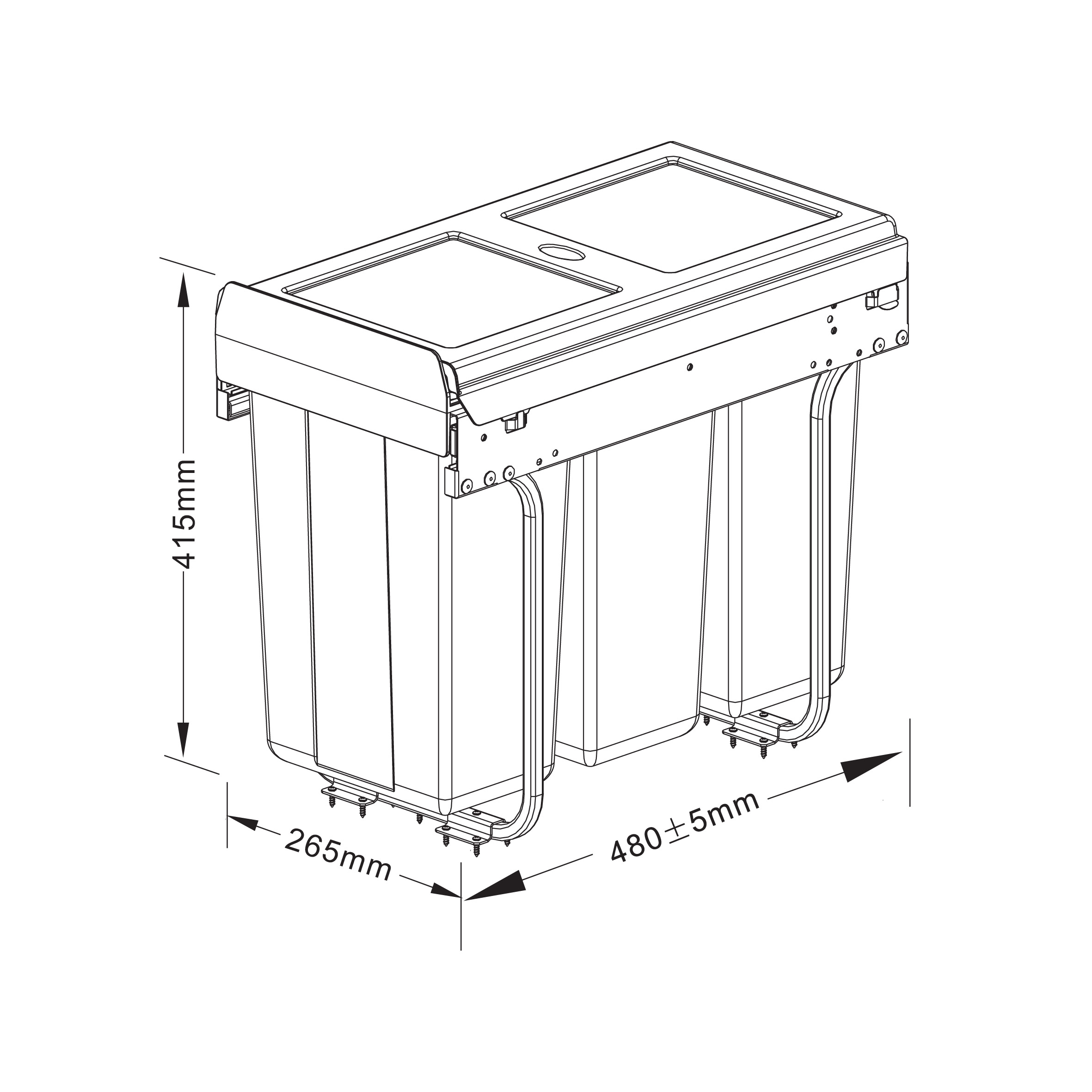 30 Litre Soft Close Waste Bin for 300mm cabinet - Anthracite - Image 2