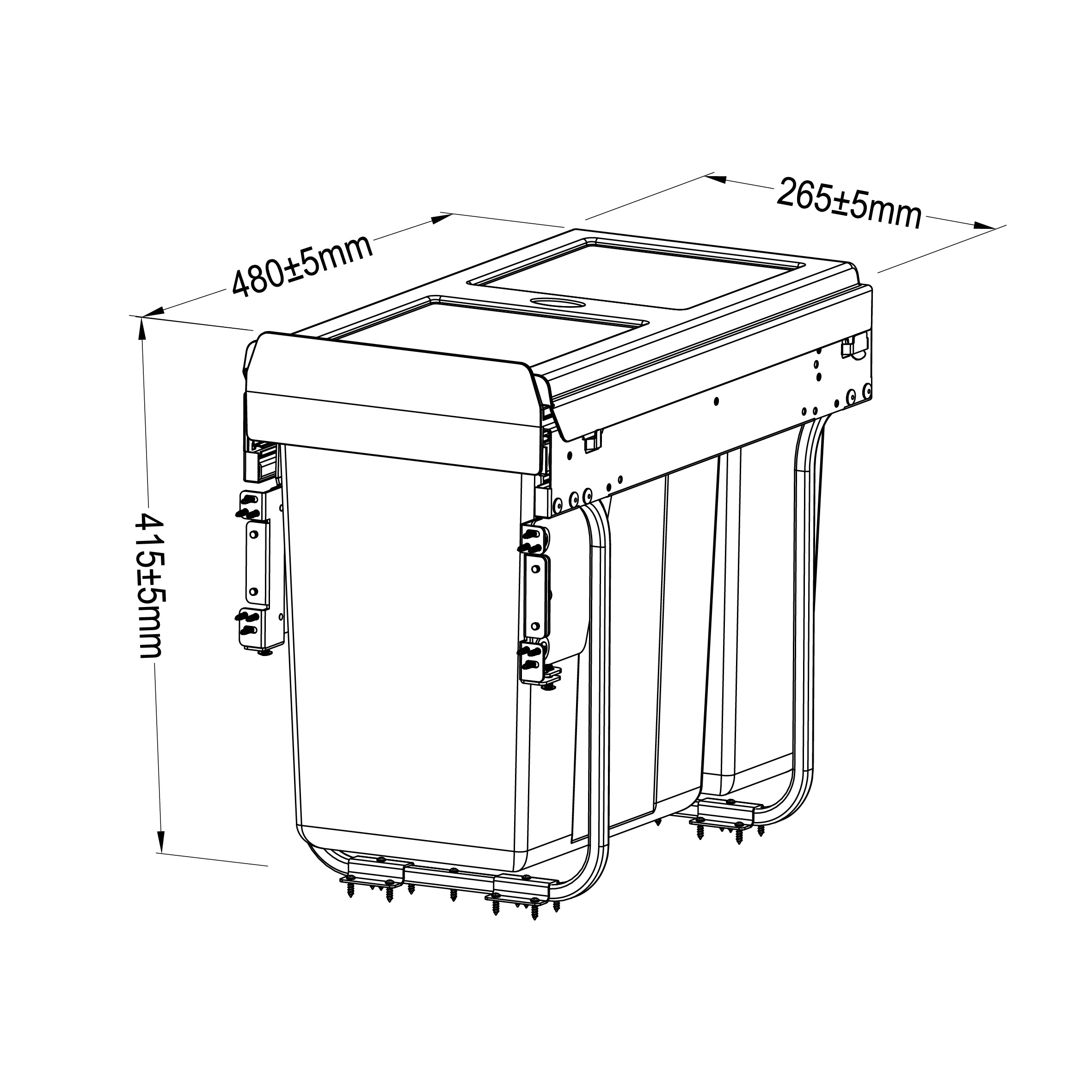 30 Litre Soft Close Waste Bin for 300mm cabinet - Anthracite - Image 2