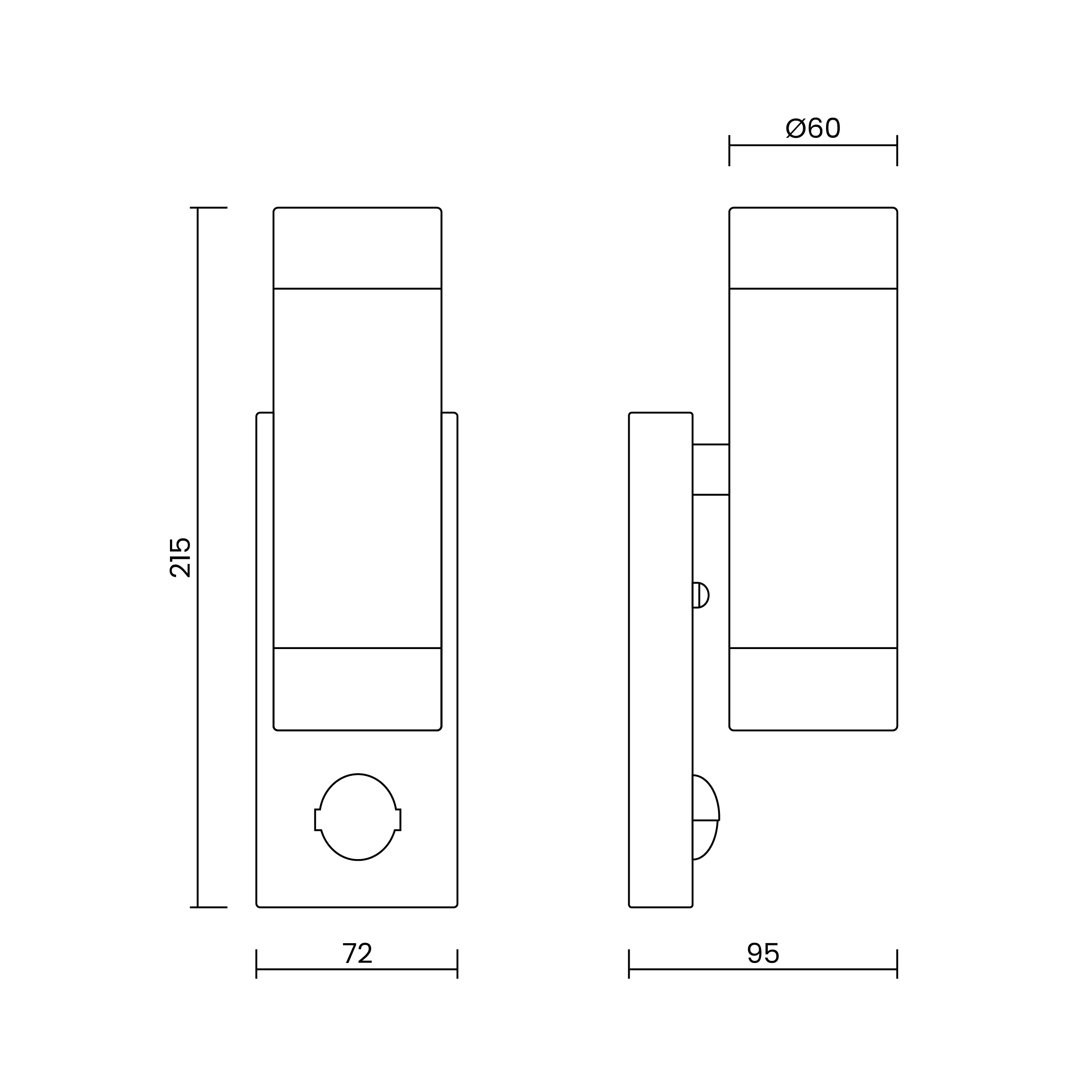 Black Up/Down Outdoor Wall Light Including Built-In PIR Sensor - Image 2